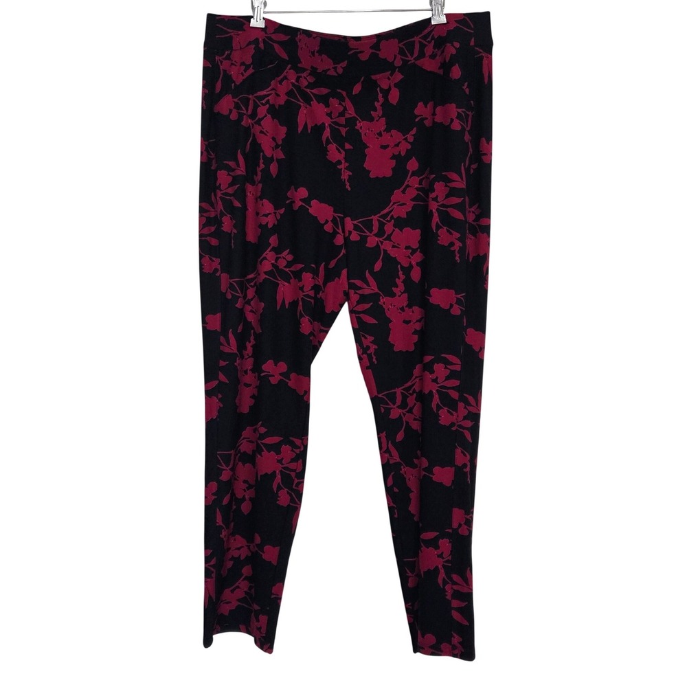 Chicos NWT Travelers Blushing Blooms Crepe Pants India Ink Floral 3.5R XL 18R